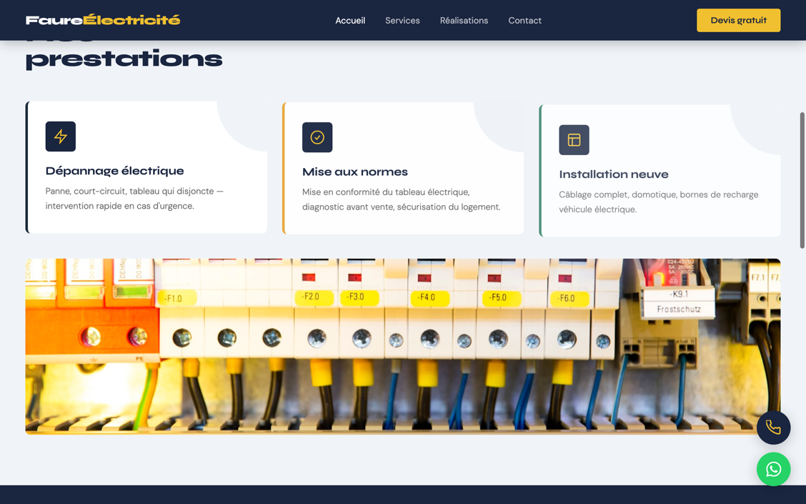 Aperçu du modèle de site pour électricité — Faure Électricité