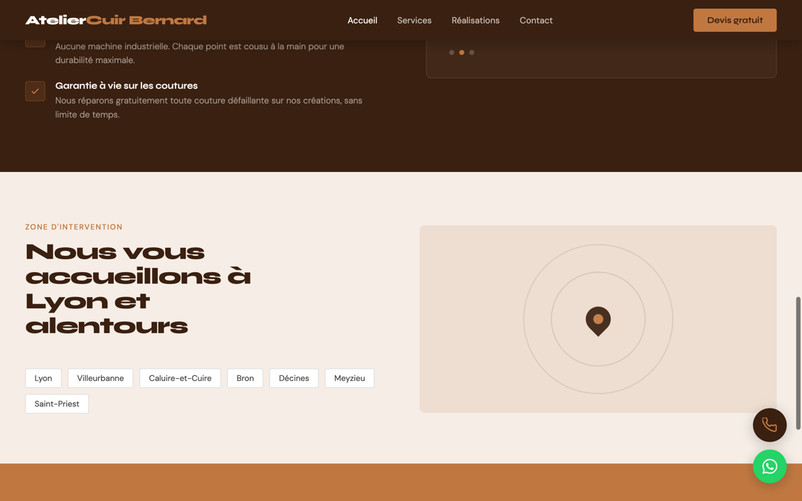 Aperçu du modèle de site pour maroquinerie — Atelier Cuir Bernard