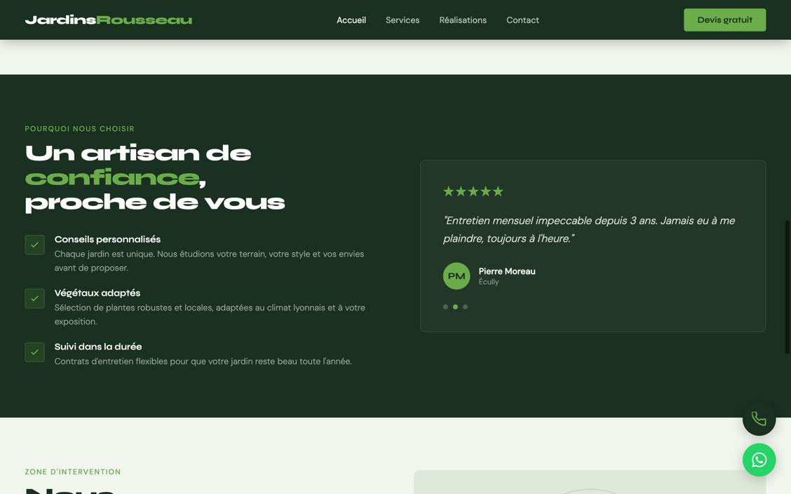 Aperçu du modèle de site pour paysagisme — Jardins Rousseau